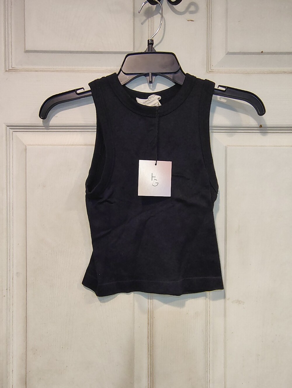 NWT Happily Grey Women's Size S/M Black Crop Tank Top